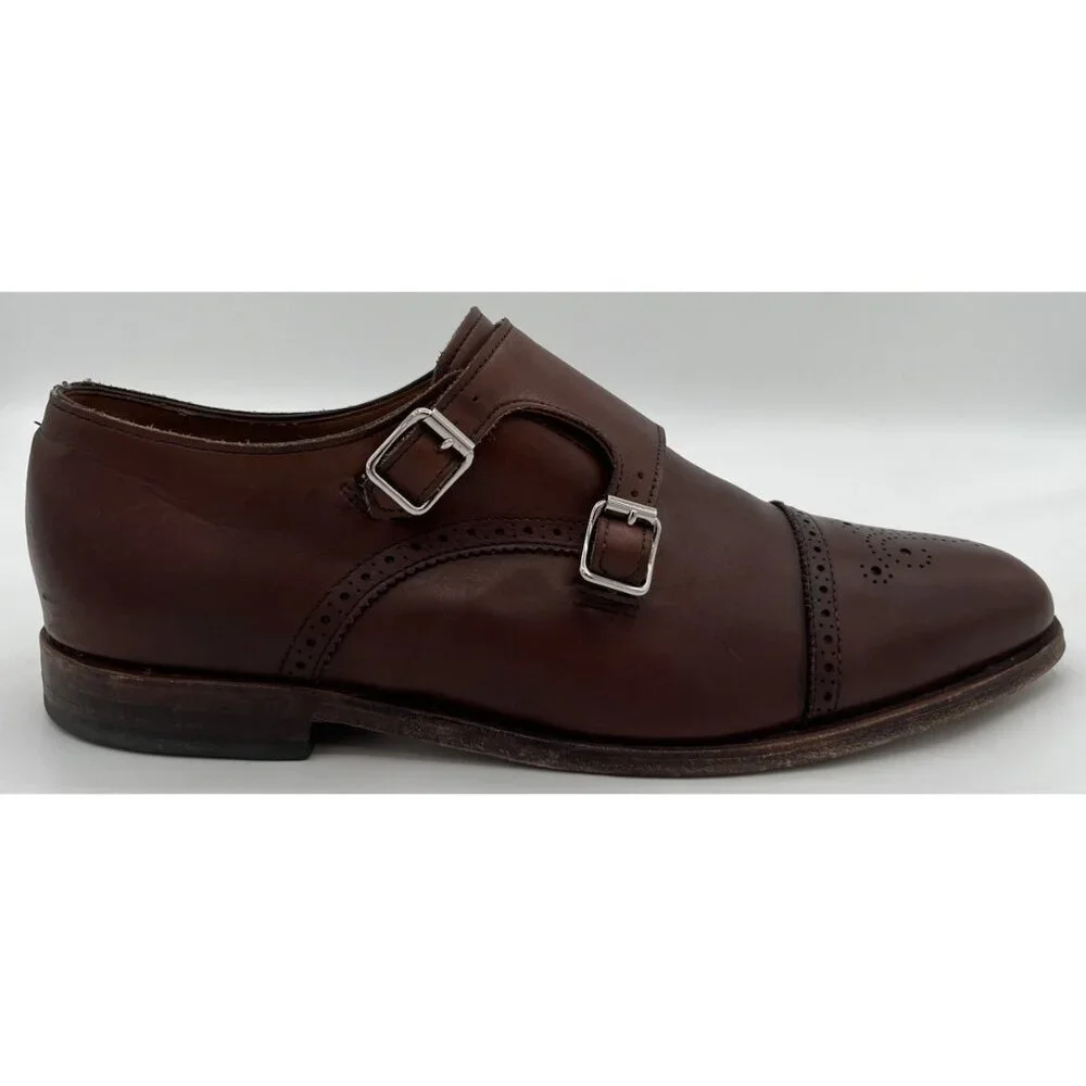 Allen Edmonds St. Johns Brown Leather Double Monk Strap Cap Toe Shoes Size 11D